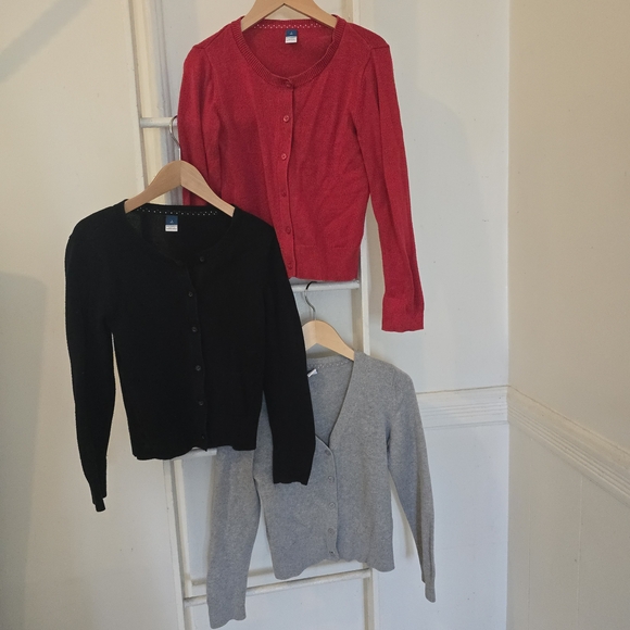 Old Navy Girls Uniform Cardigan Sweater- Red Black and Gray Size 6
